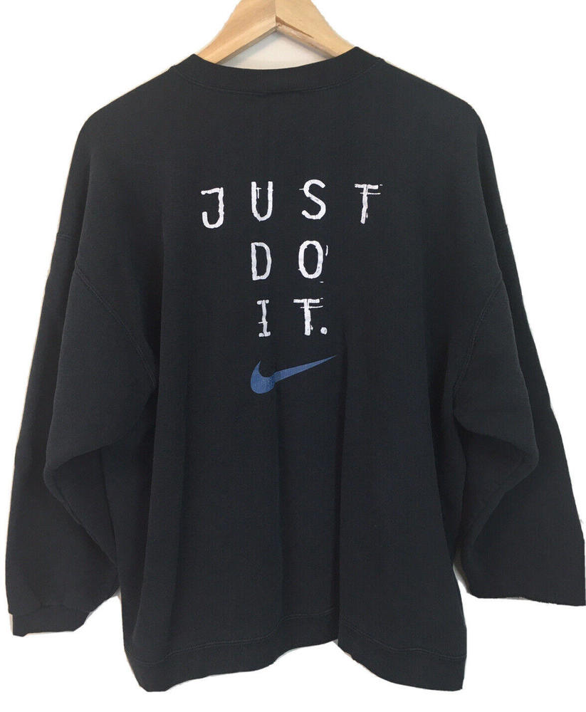 VTG 90s Nike Crewneck Sweatshirt Just Do It Swoosh Logo White Tag M (8-10) USA